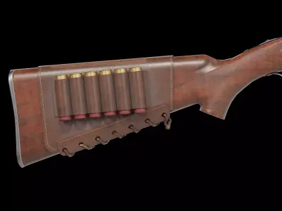 Winchester Model 21 shotgun Low-poly 3D model