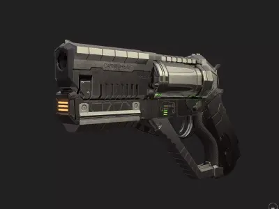 Revolver-Pistol Hybrid Low-poly 3D model