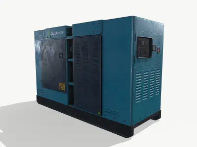 Diesel generator blue Low-poly 3D model