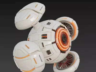 Spherical Recon Drone Low-poly 3D model