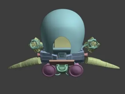3d scifi model helmet with two guns Low-poly 3D model