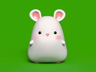 Cute little fat mouse character 3D model