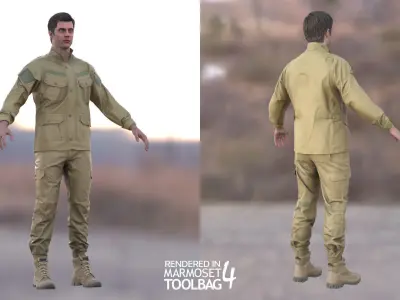 Man - Military Uniform 2 - Modular - Rigged Low-poly 3D model