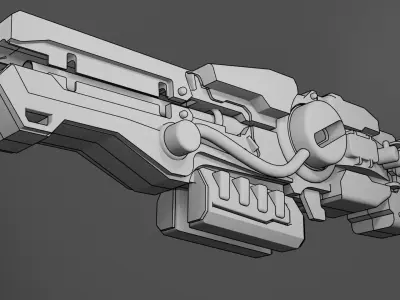 rail gun sci fi  Low-poly 3D model
