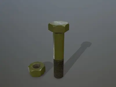 Bolts bolt and nut Low-poly 3D model 13