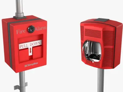 Fire Alarm Set Low-poly 3D model