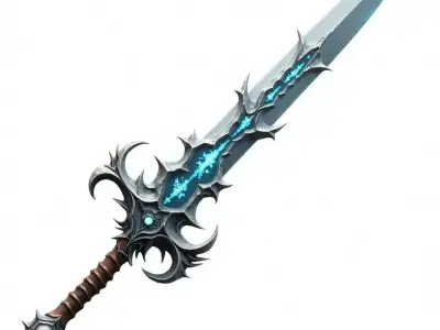 Blue Ice Frostbane Sword 3D Model Low-poly 3D model