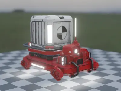 red sci-fi Cargo Delivery floor robot Drone Low-poly 3D model