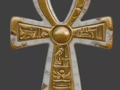Ancient Egyptian Ankh Achievement Medal 3D Prop Analysis Low-poly 3D model purchase