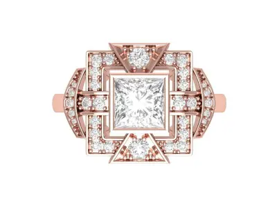 Princess Art Deco Ring 3D print model 8