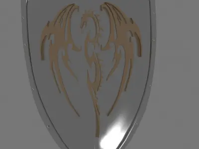 Dragons brotherhood shield Low-poly 3D model