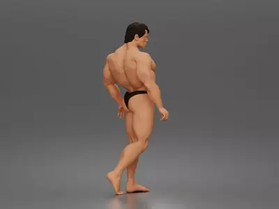 The muscular Arnold walks forward showcasing sculpted physique 3D print model