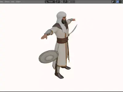 Realistic Arabian Desert Warrior 3D Model  Rigged  Game Ready Low-poly 3D model purchase