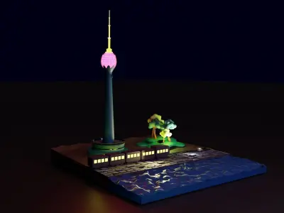 3D Lotus Tower SriLanka model  Low-poly 3D model