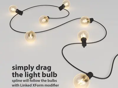 Editable Garland Lights Set 1 3D model