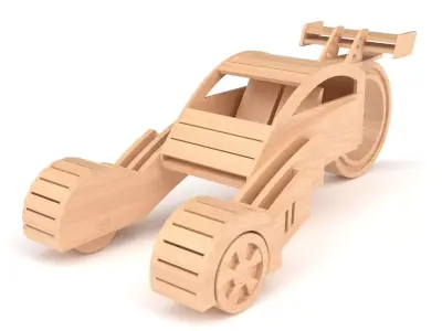 Wooden toy car 43 3D model