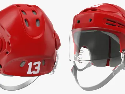 Red Hockey Helmet 3D model