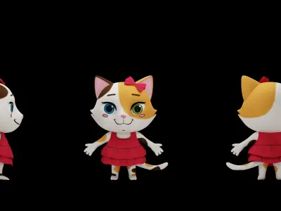 LITTLE CUTE CARTOON CAT 3D MODEL Low-poly 3D model