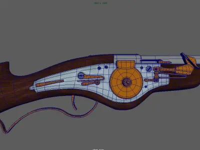 WheelLock Musket Firearm LowPoly 3D Model Low-poly 3D model