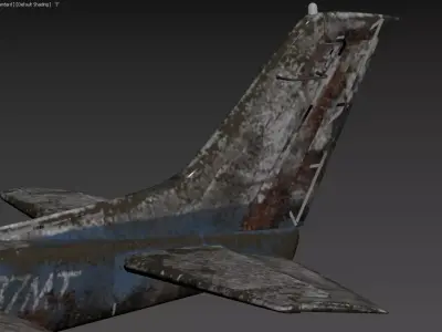 Derelict Cessna 172 Skyhawk Heavily Damaged and Weathered 3D model