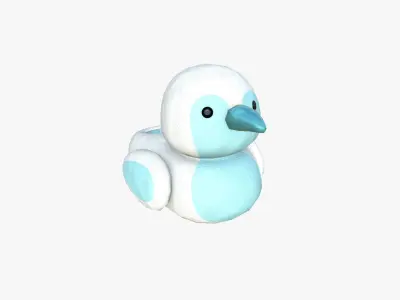 Slippers J07 White Blue Bird - Costume Character Design Low-poly 3D model