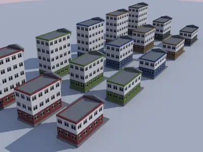 Cartoon Building Low Poly Building Commercial Courthouse Low-poly 3D model
