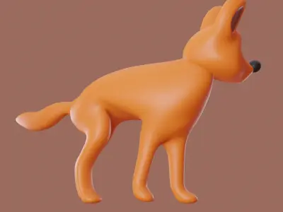fox-Lowpoly orange toy dog Low-poly 3D model