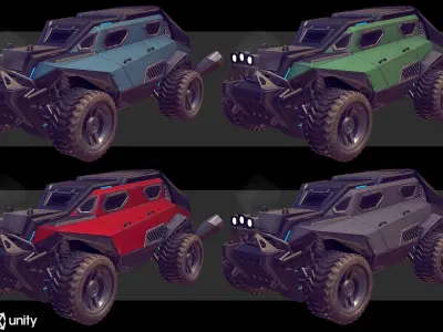 Sci-Fi Armored Racing Jeep 4X4 PBR Low-poly 3D model