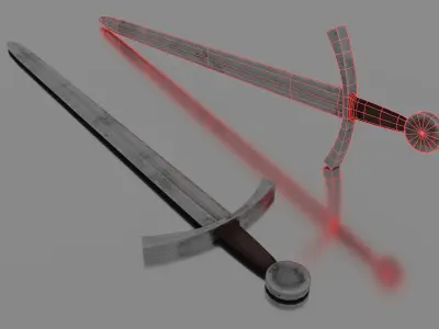 Medieval long sword Low-poly 3D model purchase