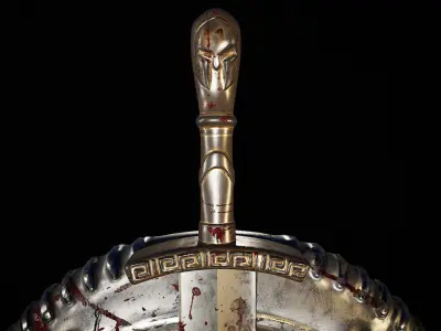 Spartan shield and sword 3D model