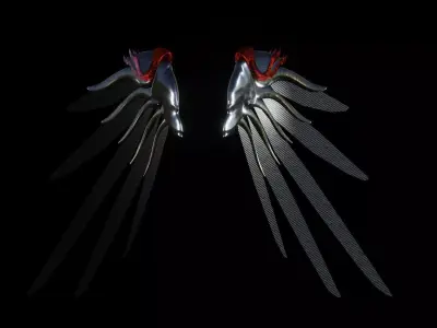 Wings of apocalypse Low-poly 3D model