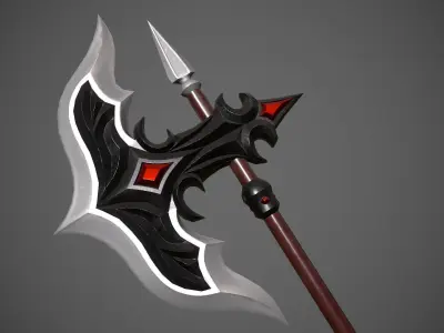 Fantasy dark axe Low-poly 3D model