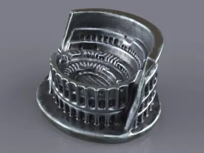  Roman Amphitheatrical Architectural Sculpture Decoration Silver 