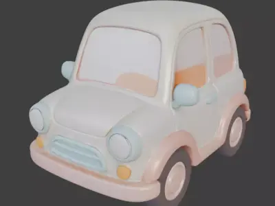 Stylized Pastel Cartoon Car 3D Model Low-poly 3D model