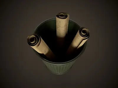 Vintage Office Trash Bin Low-poly 3D model