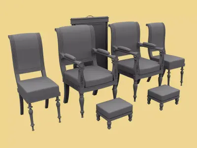 18th century furniture Low-poly 3D model