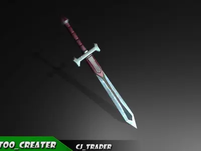 Modern Sword Fantasy Lowpoly 3D Model Low-poly 3D model