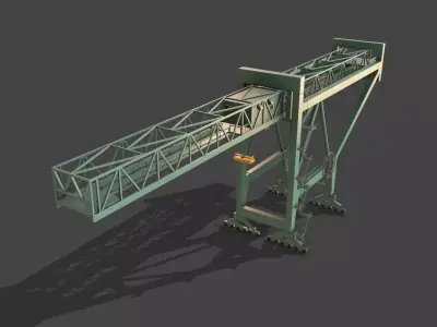 PBR Port Container Crane - Green Light Low-poly 3D model