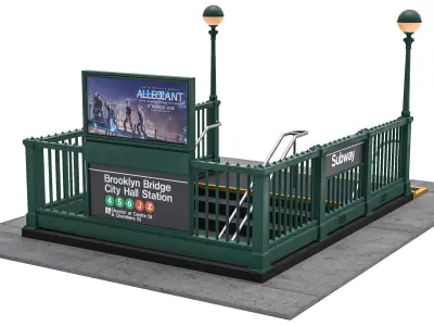 NYC Subway Entrance PBR 02 Low-poly 3D model