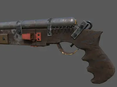  Game ready post apocalypse shotgun Low-poly 3D model