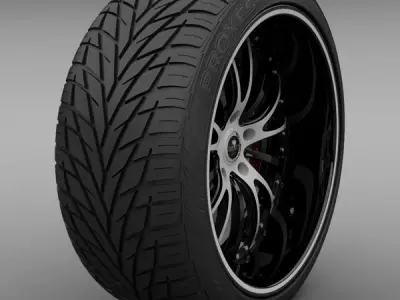 Savini Forged SV-15 Wheel and Tire 3D model