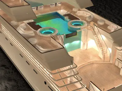 Dubai Superyacht Night Scene 3D model