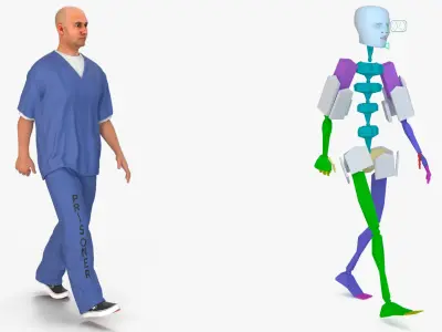Prisoner in Blue Uniform Rigged  purchase 3D model