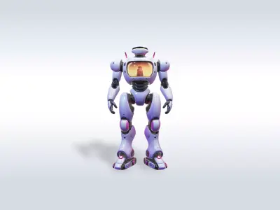 Futuristic Humanoid Mech Robot with Cockpit 96 3D model