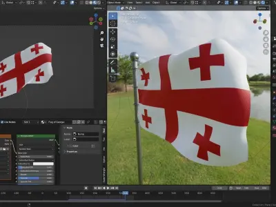 Animated Georgia Flags 3D model