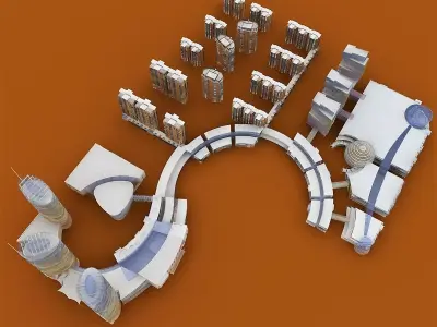 Low-poly city block concept 3D model