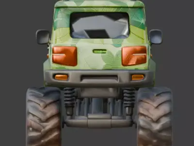 Stylized Jungle Mossy SUV Scout 3d Low-poly 3D model