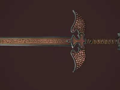 Rune two handed sword Low-poly 3D model