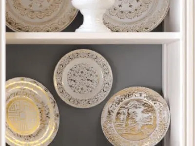 Cupboard with dishes 3D model