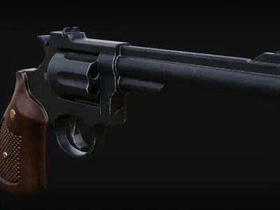 Revolver Gun Low-poly 3D model buy